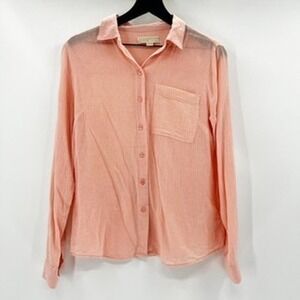 MICHAEL Michael Kors Women's Pink Cotton Button Down Shirt Size M